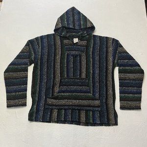 Frank's Drug Rug Surfer Baja Boho Hiking Poncho Pocket Adult Hoodie Size XL